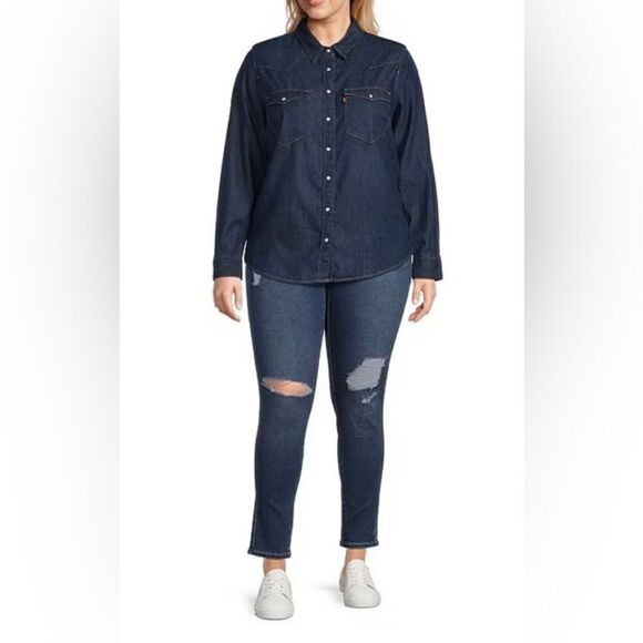 LEVIS - 🌺HP X 11 🌺 NWT -L Sz 24W Plus Size 721 Hi-Rise Skinny Distressed Jeans - Picture 2 of 16